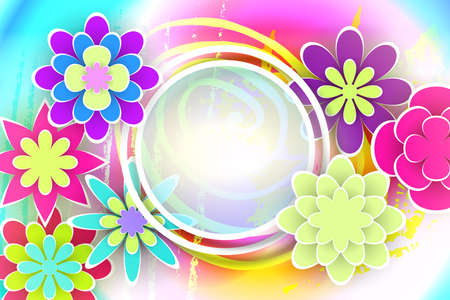 Beautiful Floral Template with Frame for Celebrations Day and Greeting Card Design Stock Vector Illustrationのイラスト素材