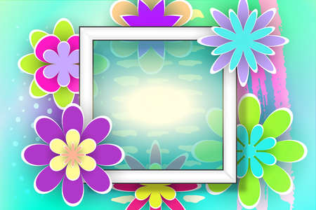 Beautiful Floral Template with Frame for Celebrations Day and Greeting Card Design Stock Vector Illustrationのイラスト素材