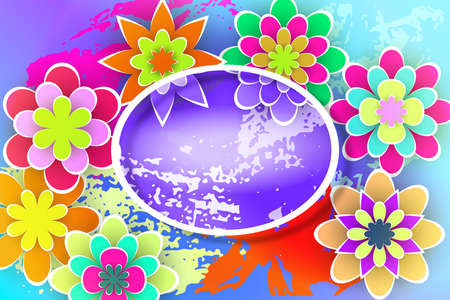 Paper Flowers with Frame for Celebrations Day and Greeting Card Beautiful Floral Template Design Stock Vector Illustrationのイラスト素材