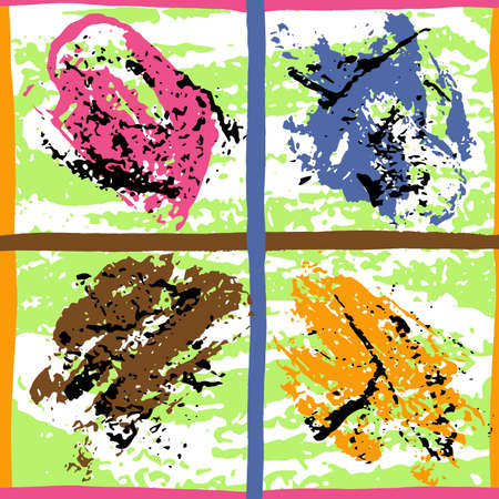 Hand Drawn Colorful Texture Seamless Pattern with Drawing Border Artistic Design Stock Vector Illustrationのイラスト素材