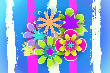 Handicrafted Paper Flowers for Greeting Templates Design Stock Vector Illustrationのイラスト素材