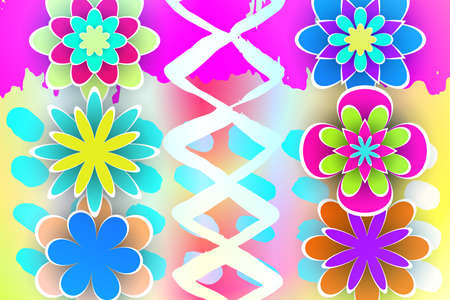 Beautiful Flowers Cut from Paper for Greeting Templates Design Stock Vector Illustrationのイラスト素材