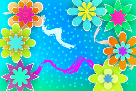 Beautiful Flowers Cut from Paper for Greeting Templates Design Stock Vector Illustrationのイラスト素材