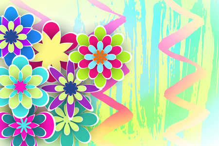 Beautiful Flowers Cut from Paper for Greeting Templates Design Stock Vector Illustrationのイラスト素材