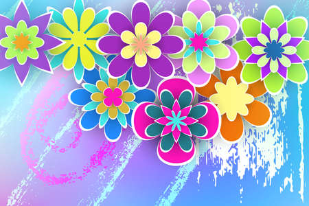 Greeting Flowers  Cut from Paper for Beautiful Templates Design Stock Vector Illustrationのイラスト素材