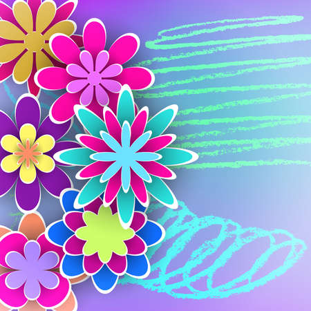 Greeting Background with Paper Flowers for Holidays Days and Celebration Invitation Card Design Stock Vector Illustrationのイラスト素材