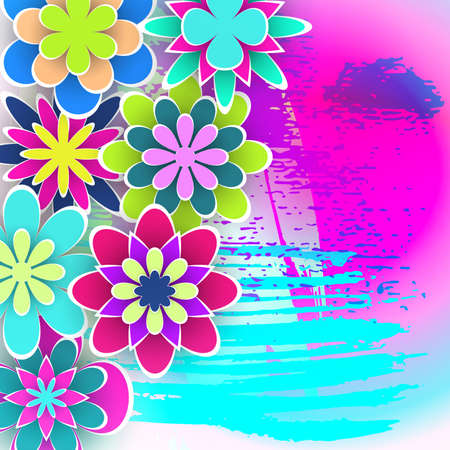 Arrangement of Paper Flowers for Greeting Card Design Stock Vector Illustrationのイラスト素材