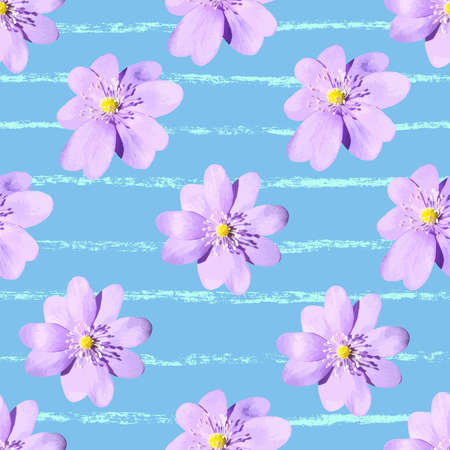 Floral Pattern with Realistic Flowers Seamless Design Stock Vector Illustrationのイラスト素材