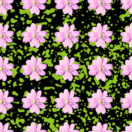 Floral Seamless Applique with Pink Flowers Stock Vectorのイラスト素材