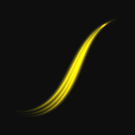 Abstract Wave, Brightly Golden Glittering Concept with Shiny Dust on a Black  Background. Gold Template with Firework Effects for Banner, Card, Logo, Poster. Vector Illustrations Art Design.のイラスト素材