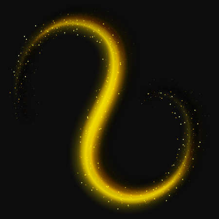 Abstract Brightly Golden Shiny Waves, Glittering Concept Elements on a Black  Background. Trendy Stripes of Gold. Template with Effects for Banner, Card, Poster, Print. Vector Illustrations Design.のイラスト素材