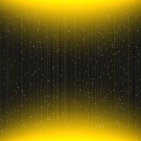 Brightly Golden Shiny Confetti, Glittering Concept Sparkle. Trendy Rain Effect. Christmas Decor. Template Pattern with Shimmer Dust of Gold for Banner, Card, Poster. Vector Illustrations Design.のイラスト素材