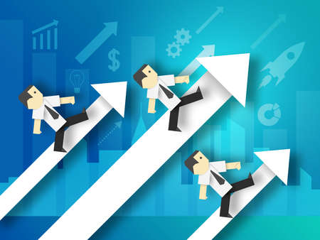 Striving to be the Leader of the Competition Paper Origami Crafted Business Concept.のイラスト素材