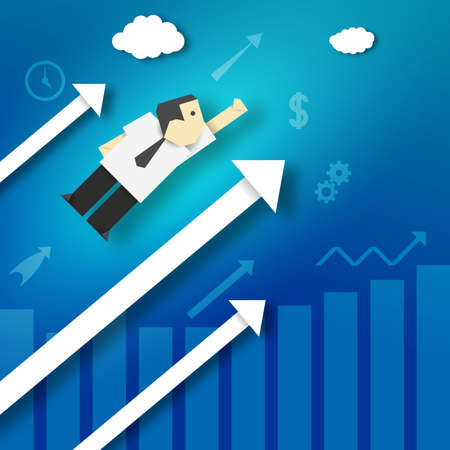 Paper Origami Businessman Takes off Towards New Possibilities.のイラスト素材