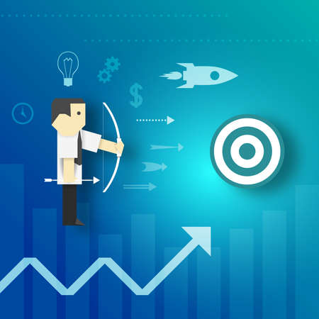 Paper Origami Precise Businessman Aiming at Target Vector Graphics Illustrations Art Design.のイラスト素材