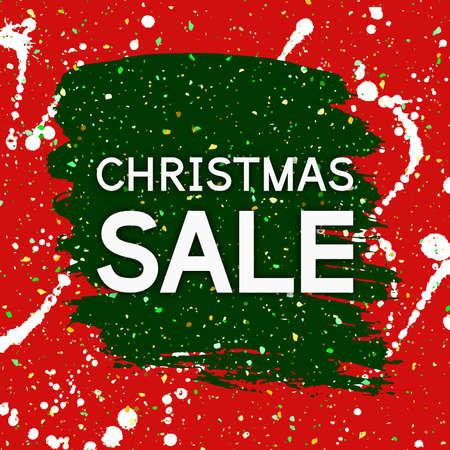 Christmas Sale banner. Fashion Xmas discount coupon for seasonal offer. Vector background with paint stroke.のイラスト素材