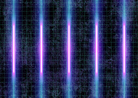Cyberspace Futuristic Neon Lights and Grid Lines on the Wall, 3D Glow Lights, Abstract Background Tomorrow Aesthetic Digital Style, Eps10 Vector Illustration - Vectorのイラスト素材