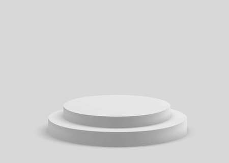 3D Geometric Studio Scene with Stage Podium Form, Empty Showroom Pedestal, Minimalistic Platform Composition. Vector Illustration/Visualization/Render of 3d Graphic Design â Vectorのイラスト素材