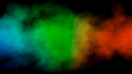 Abstract flowing smoke illuminated by bright multicolored neon light. Dense mist. colorful steam. Cloudscape magic pattern. Neon smoke background.の写真素材