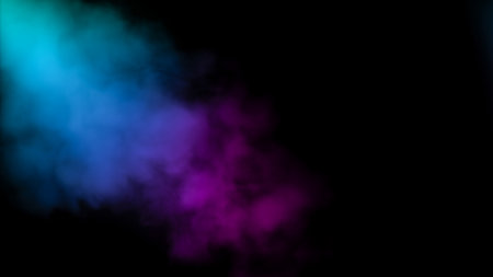 Bright multicolored smoke on a black background, retro design, abstract backgroundの写真素材