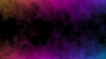 Abstract background with smoke frame illuminated by multicolored neon light. Space bright fume. Colorful magic steam on a black background. Smoke fantasy pattern.の写真素材