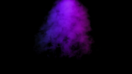 Abstract design background with purple smoke jet illuminated by multicolored neon light, mystic steam template, smoky pattern.の写真素材
