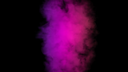 Abstract background with vibrant smoke illuminated by multicolored neon light. Amazing mystic steam on a black background. Smoke pattern.の写真素材