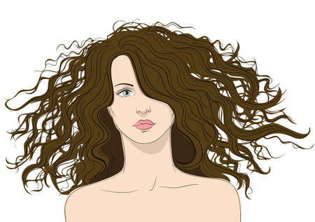 Girls with a curly hairstyle.のイラスト素材
