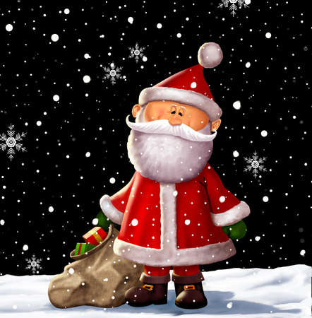 Cute Santa and a sack of Toysの写真素材