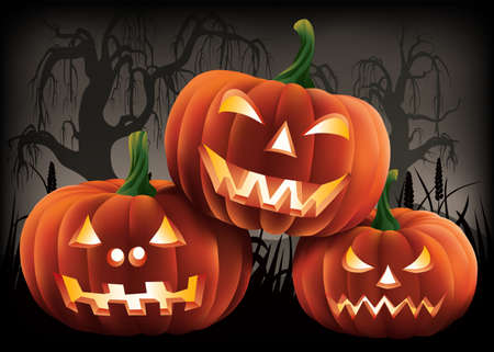 Scary Halloween Pumpkinsのイラスト素材