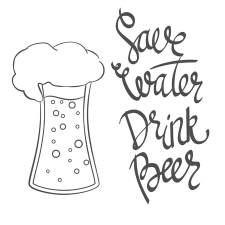 Save Water Drink Beer. Hand-lettering typographic poster.のイラスト素材