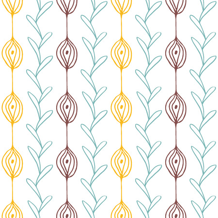 Gentle vector seamless pattern based om hand drawn art. Organic line texture. Floral repeated ornament. Excellent background of invitation and wedding design, wrapping paper or wallpaper, web-design.のイラスト素材