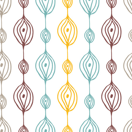 Gentle vector seamless pattern based om hand drawn art. Organic line texture. Floral repeated ornament. Excellent background of invitation and wedding design, wrapping paper or wallpaper, web-design.のイラスト素材