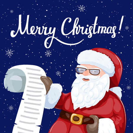 Santa Claus holding a rolling wishlistのイラスト素材