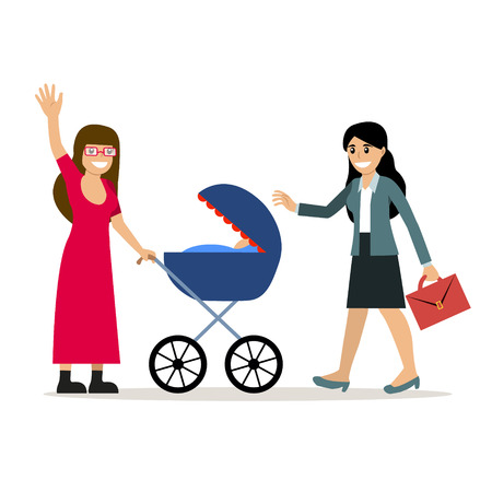 Female couple with kid.のイラスト素材