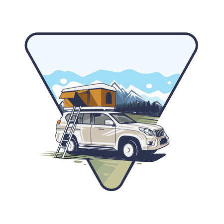 car and mountain logo design vectorのイラスト素材