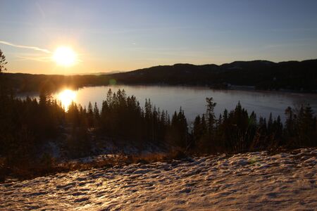 Lake near Lian, Trondheim Norway at Bymarka Trailの写真素材