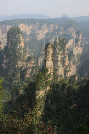 View from Mount Huangshizhai Zhangjiajie in Hunan Province, Chinaの写真素材