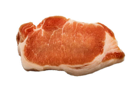 raw pork chop, isolated on white backgroundの写真素材