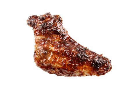 grilled chicken wing with oil, isolated on white backgroundの写真素材