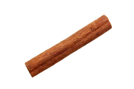 one whole cinnamon stick isolated on whiteの写真素材