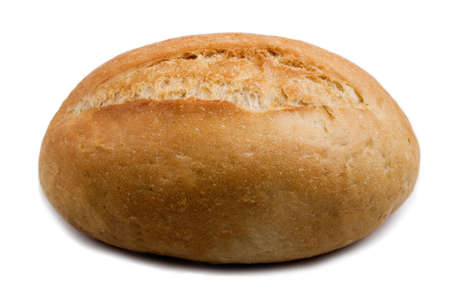 baked and warm bread roll, isolated on white backgroundの写真素材