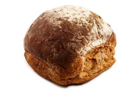 freshly balked and warm breakfast bap, isolated on white backgroundの写真素材
