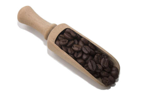 freshly roasted coffee beans and white backgroundの写真素材