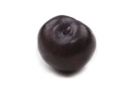 one organic and sweet plum isolated on white backgroundの写真素材