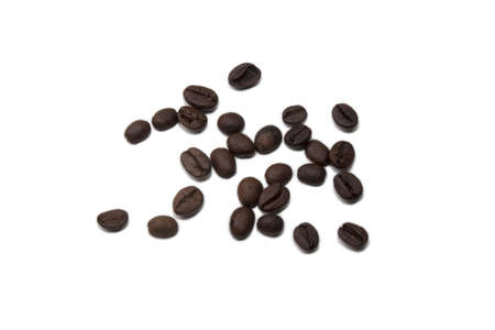 many coffee beans isolated on white backgroundの写真素材