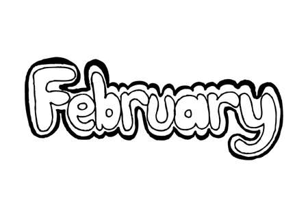 February, hand lettering.のイラスト素材