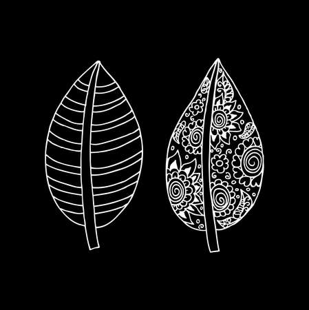Coloring page, doodle leaf.のイラスト素材