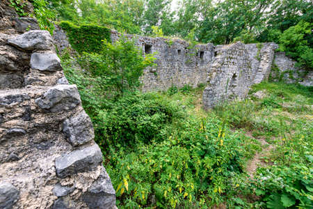 Ruins of the fortification Gradec in Krk island, Croatia. gradec was abandonedin the 15th century and now lies deep in the forest.の写真素材