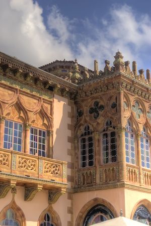 Architecturial detail on the west side of the Ringling mansion in Sarasota, Floridaの写真素材